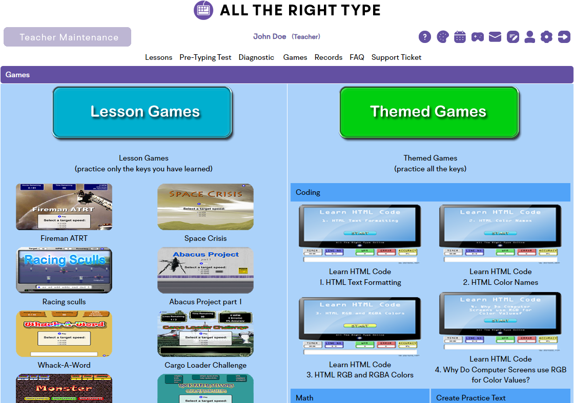 Typing Games  All the Right Type